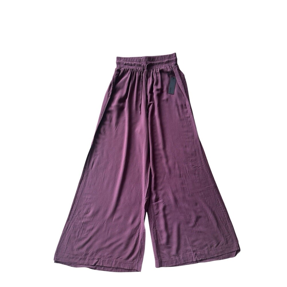 NWT Savvi Women's XL Burgundy Mauve Wide Leg Full Length Pants Split Hem NEW